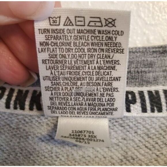 VICTORIA'S SECRET PINK Grey Marbled Sweatshirt w/Pink Venting Size XS - Picture 8 of 8